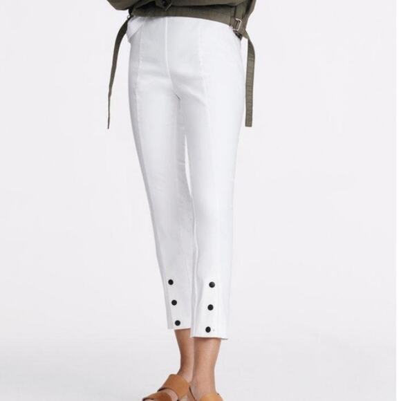 Rag & Bone Simone Snap White Ankle Pants Back Zip Cropped Slim Fit Size 6 - Picture 1 of 11